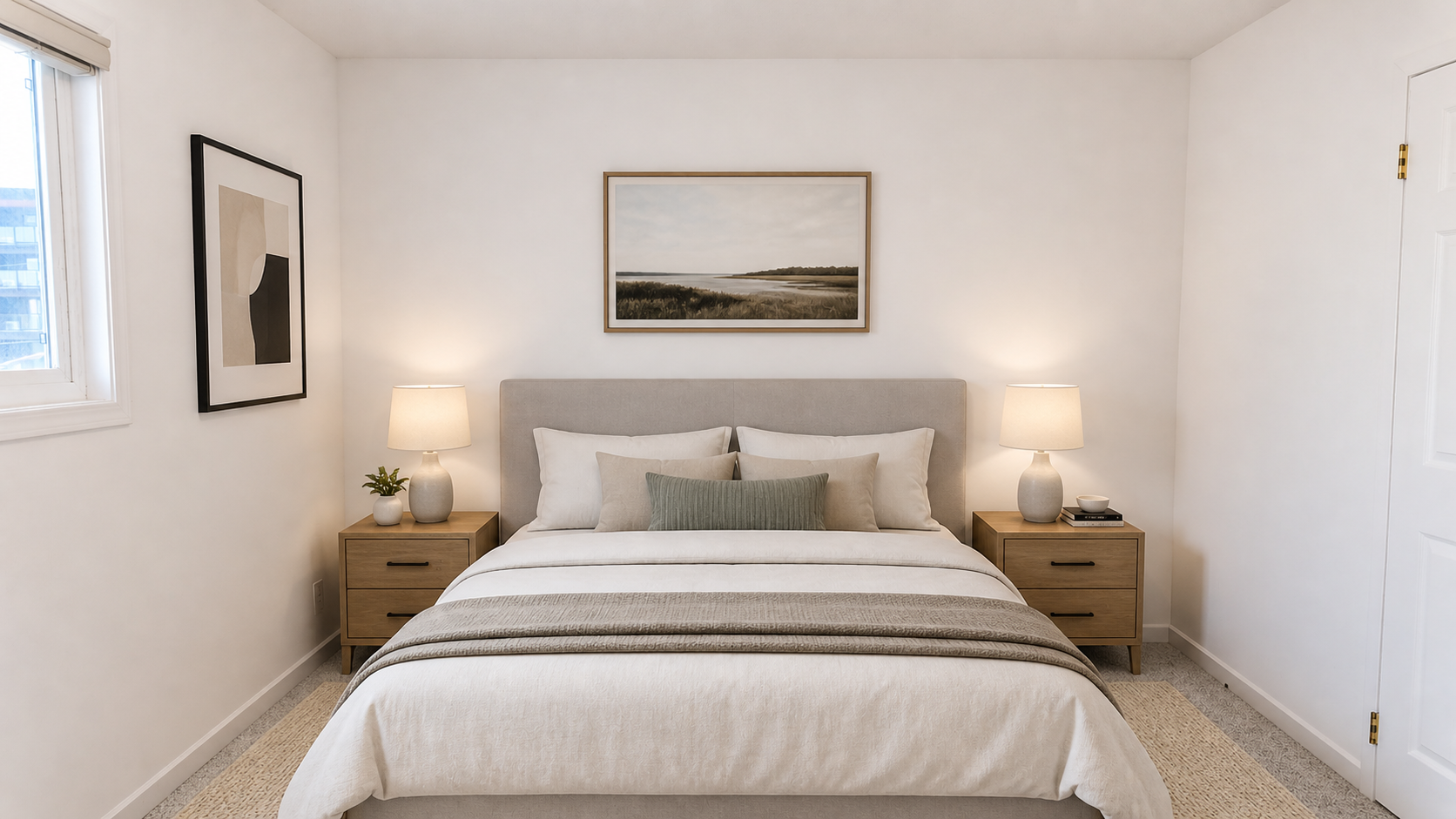 Primary bedroom with queen bed and nightstands